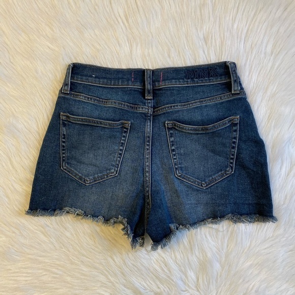 PINK Victoria’s‎ Secret Shorts Womens Size 4 Blue Denim Ripped Jeans - Picture 5 of 8